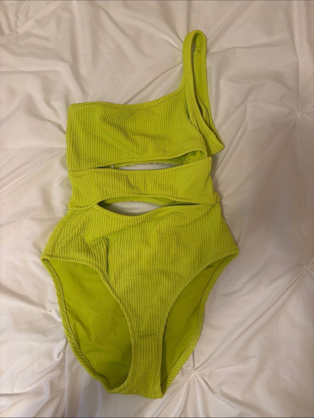 aerie Neon Lime One-Shoulder Cutout One-Piece Swimsuit